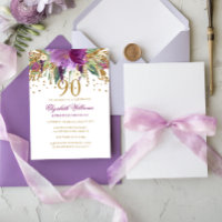 Floral Glitter Sparkling Amethyst 90th Birthday