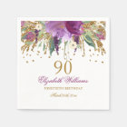 Floral Glitter Sparkling Amethyst 90th Birthday