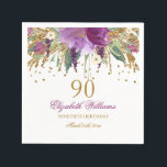 Floral Glitter Sparkling Amethyst 90th Birthday Napkin<br><div class="desc">Matching Birthday Collection in the Little Bayleigh Store!</div>