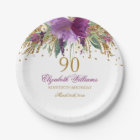 Floral Glitter Sparkling Amethyst 90th Birthday