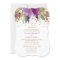 Floral Glitter Sparkling Amethyst Wedding Invite