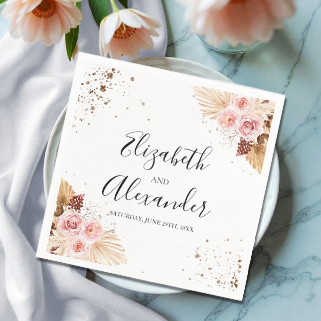 Floral Glitter Wedding  Napkin (Creator Uploaded)
