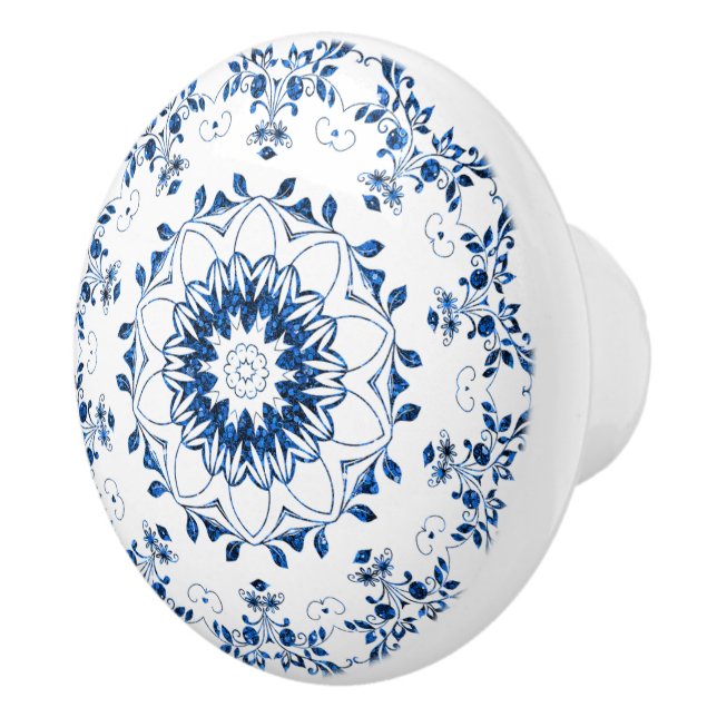 Floral Glittering Mandala Ceramic Knob (Right)