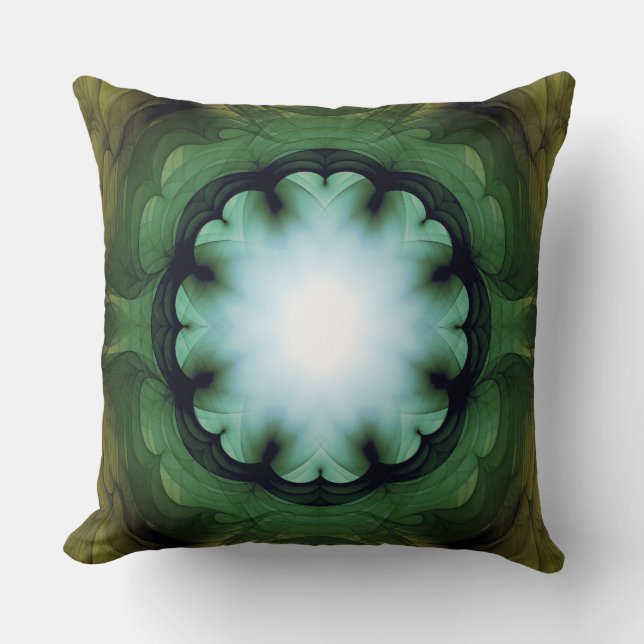 Floral glossy green decoration cushion (Front)