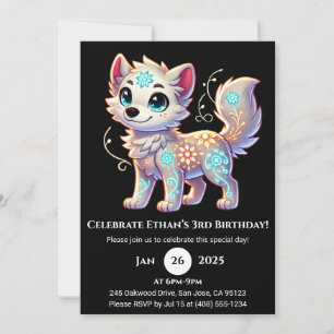 Floral Glow Pup Birthday Invitation