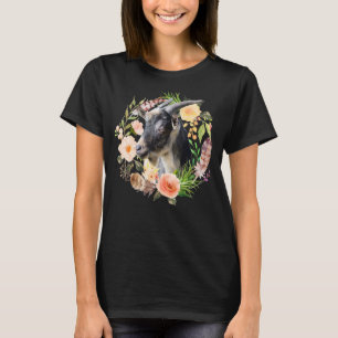 Floral Goat Gardening Botanical Plant Flower Goat T-Shirt