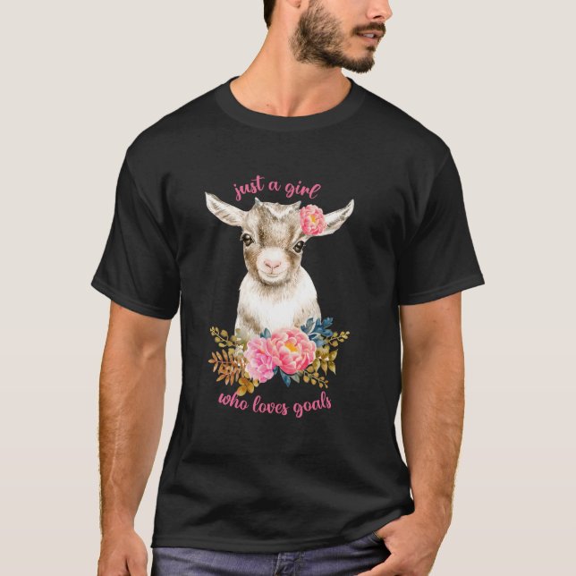 Floral Goat Mum Just A Girl Who Loves Goats Farmer T-Shirt (Front)