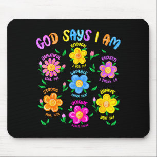Floral God Says I Am Christian Bible Verse Jesus K Mouse Pad