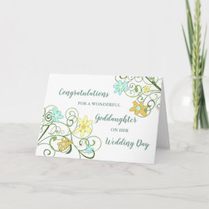 Floral Goddaughter Wedding Day Congratulations Card
