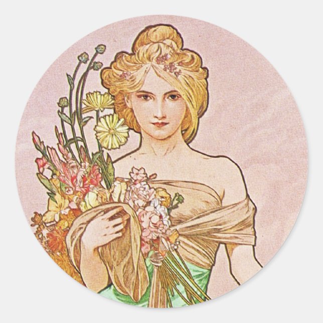 Floral Goddess Classic Round Sticker (Front)
