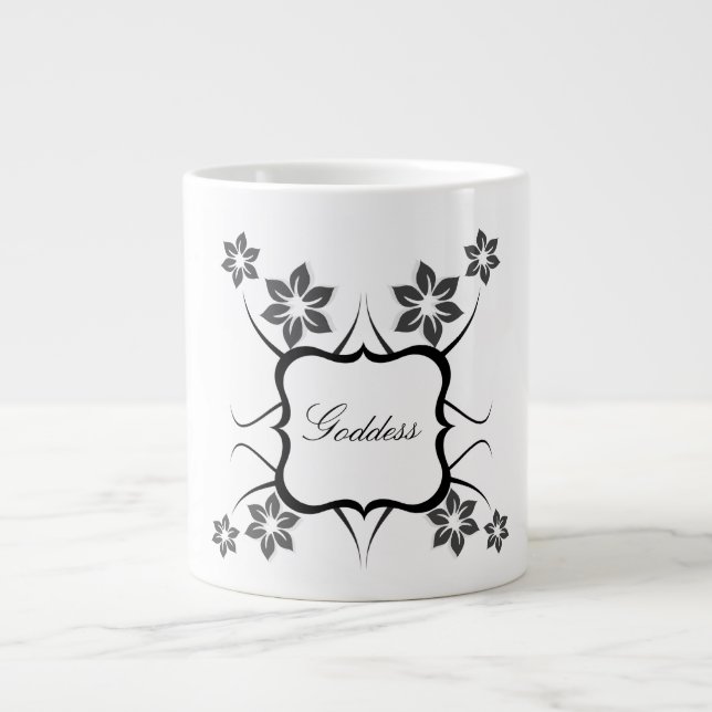 Floral Goddess Jumbo Mug, Grey Large Coffee Mug (Front)