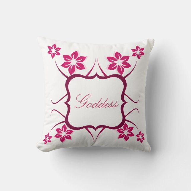 Floral Goddess Pillow, Pink Cushion (Front)