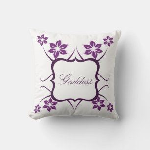 Floral Goddess Pillow, Purple Cushion