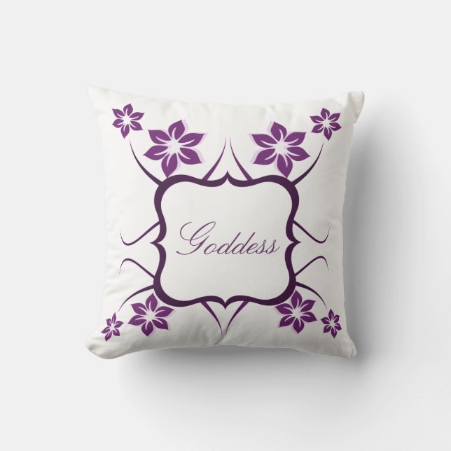 Floral Goddess Pillow, Purple Cushion (Front)