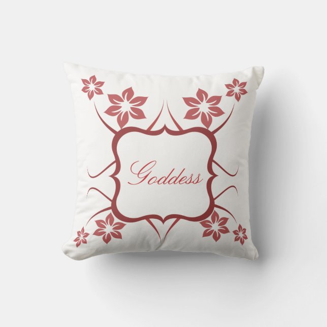 Floral Goddess Pillow, Red Cushion (Front)