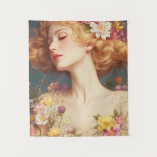 Floral Goddess Vintage Wall Tapestry