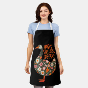 Floral God's Silliest Goose Funny Cute Animal Apron