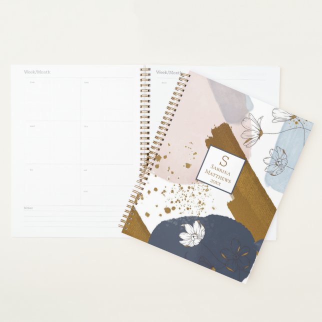 Floral Gold Abstract Brushstrokes | 2026  Planner (Display)