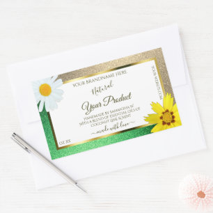 Floral Gold and Green Glitter White Product Labels