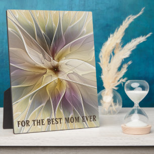 Floral Gold Aubergine Abstract Fractal Best Mum Plaque