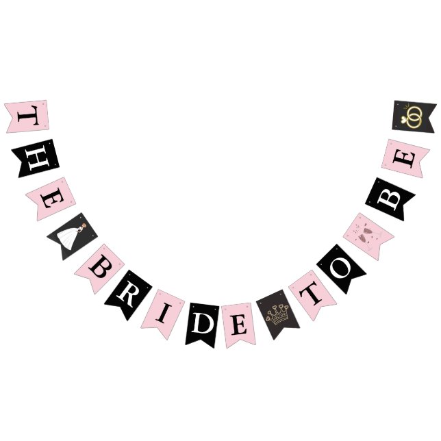 Floral gold black pink Wedding Bride to Be Buntin Bunting (All)