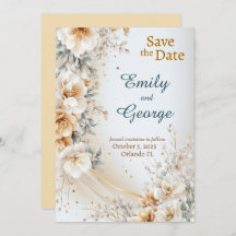 Floral Gold Bliss Save the Date Wedding Invitation