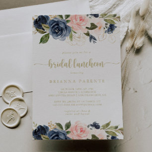 Floral Gold Bridal Luncheon Bridal Shower  Invitation