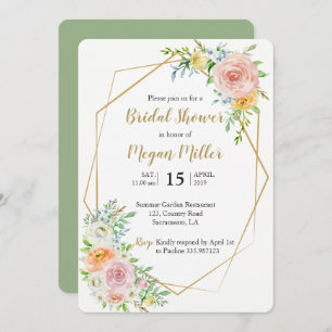 Floral gold Bridal shower invitation