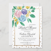 Floral Gold Confetti Watercolor Bridal Shower