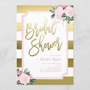 Floral Gold Faux Foil Bridal Shower Invitation