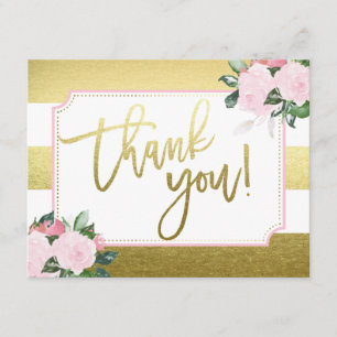 Floral Gold Faux Foil Thank You Card