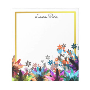 Floral Gold Faux Personalised Cute Girly Notepad