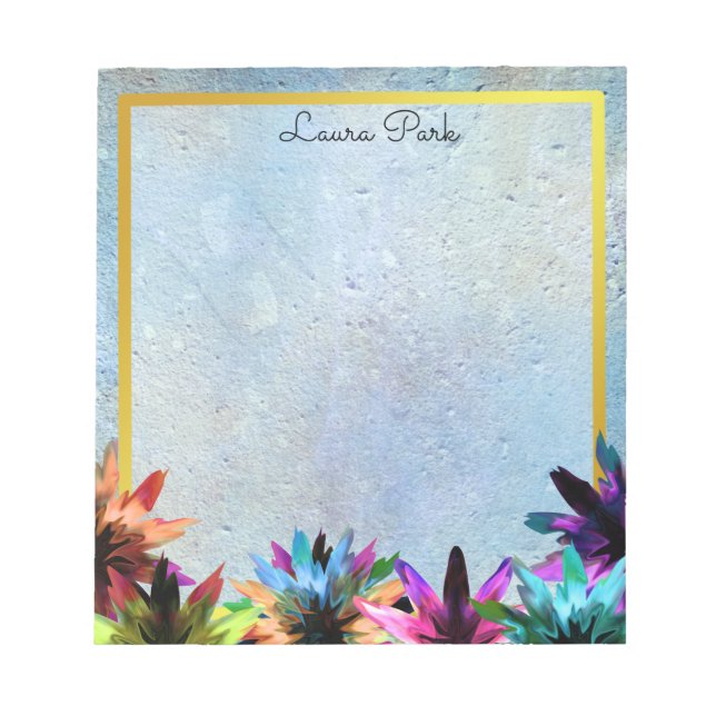 Floral Gold Faux Personalised Cute Girly Notepad (Front)