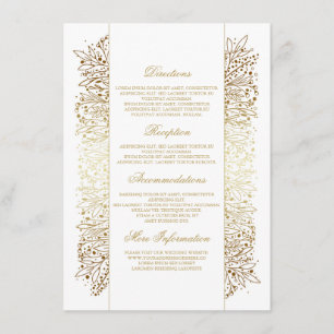 Floral Gold Filigree Imitation Wedding Details Enclosure Card