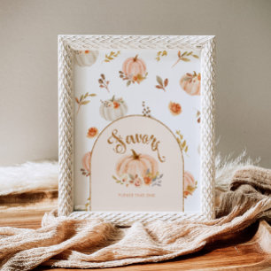 Floral gold foil pastel little pumpkin Favours Poster