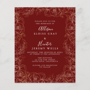 Floral gold Foil Wedding Invitation Flyer