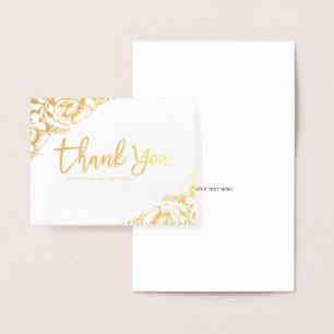 Floral Gold Foil Wedding Thank You Card