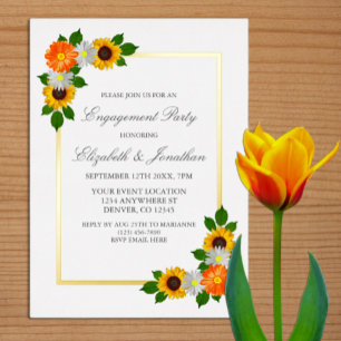 Floral Gold Frame Engagement Party