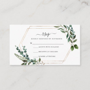 Floral Gold Frame RSVP Card  
