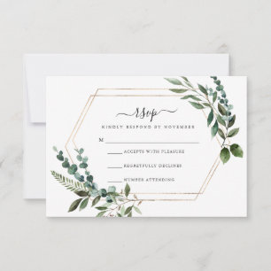 Floral Gold Frame RSVP Card