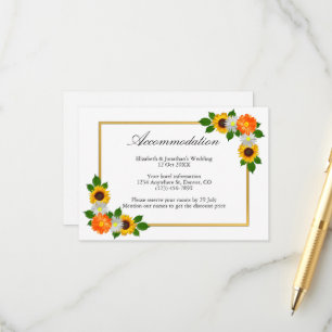 Floral Gold Frame Wedding Accommodation Enclosure Card