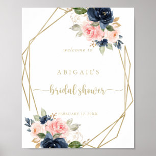Floral Gold Geometric Bridal Shower Welcome Poster