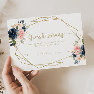 Floral Gold Geometric Guess How Many Game Card