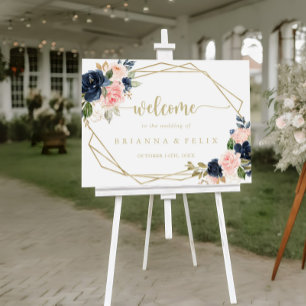 Floral Gold Geometric Wedding Welcome Sign