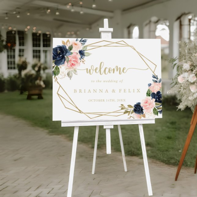 Floral Gold Geometric Wedding Welcome Sign (Creator Uploaded)
