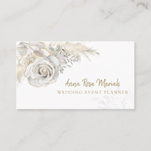 *~* Floral Gold Glitter White Rose Flower Elegant  Business Card