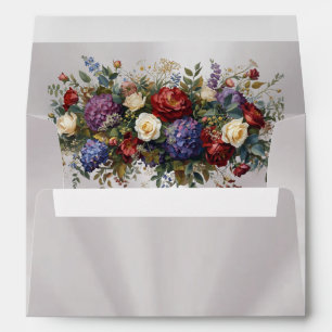 Floral & Gold Leaves Border - Pearl Envelope