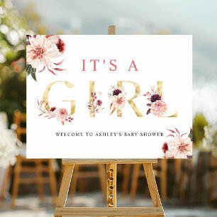 Floral Gold Letter Elegant Girl Baby Shower Sign