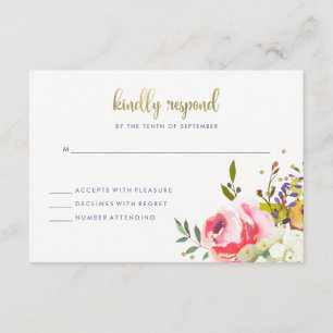 Floral Gold   Modern Watercolor Wedding Response