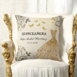 Floral Gold Princess Quinceanera Birthday Cushion<br><div class="desc">Add a touch of elegance to your celebration with the Floral Gold Princess Quinceañera Birthday Throw Pillow. This stunning pillow features a luxurious gold design adorned with delicate floral accents, capturing the beauty and sophistication of a princess-themed quinceañera. Perfect as a decorative piece or a thoughtful keepsake, it brings both...</div>